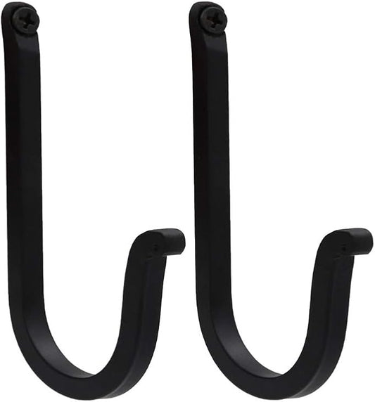 THDC Single Prong Wrought Iron Hooks, Vintage Hand Forged Iron Curved Metal Fastener Decorative Colonial Wall Décor, Heavy Duty Wall Hooks, Hangers for Keys, Coats, Robe, Bags, Home, Kitchen (2)