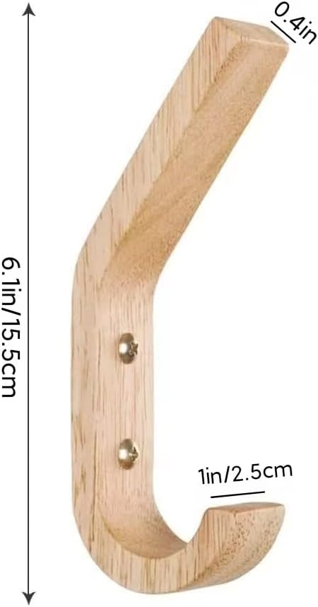 4 Pack Natural Wood Coat Hanger, Wall Hooks Mounted for Coats, Hats, Bags, Towels.