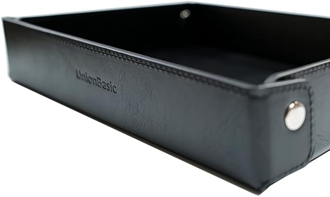 UnionBasic Medium Valet Tray, Jewelry Tray for Rings Watches Earrings, Entryway Catchall Caddy for Coins Keys Change, Nightstand Bedside Valet Holder, Trays for Electronic Gadgets, Black Plus
