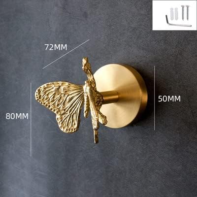 Brass Bird Coat Rack Robe Wall Hooks Hat Dragonfly Hanger for Bedroom Kitchen Various Shapes Animal Deer Decor Home Accessories (1, Butterfly)