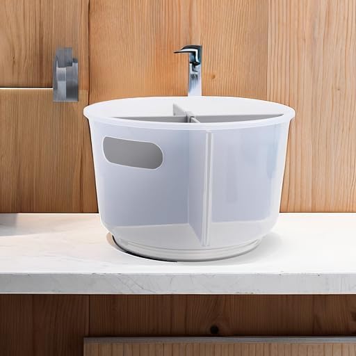 madesmart Deep Turntable, Under Cabinet Storage, for Cleaning Supplies, Undersink Storage, Sponges, Shampoos, Soaps, Toiletries, Dorm Laundry Kitchen Bottles & Bath, Grey
