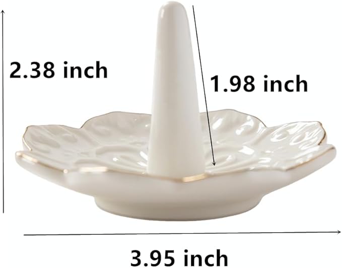 HOMEGOAL Ceramic Ring Holder Dish for Jewelry, Decorative Mandala Jewelry Tray for Rings Earrings Necklaces Watch Keys, Aesthetic Room Decor, Birthday Engagement Wedding Gifts for Women (White)