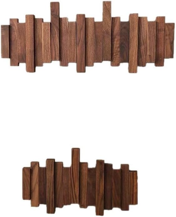 ELECANE Piano Coat Rack Wall Mount, Wood Piano Key Wall Coat Hooks, Magnetic Flip Up Wall Hanger for Hat Towel Key Home Storage, Entryway Key Holder Bedroom Kitchen (Walnut, 4Hooks)