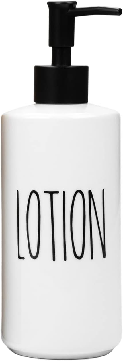 Heartland Home Porcelain 16oz Lotion Dispenser - Kitchen, Bathroom or Bedroom Lotion Pump Bottle