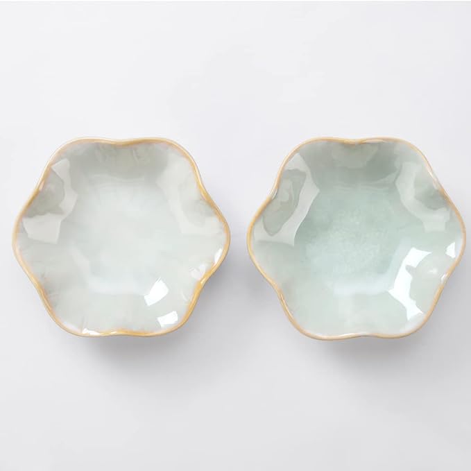 2PCS Lotus Leaf Shape Ring Holder Dish, Small Key Bowl, Ceramic Trinket Tray Jewelry Dish Organizing Necklace Earrings for Mom Friend Sister, All Jewelries Are NOT Included, Light Green.â¦