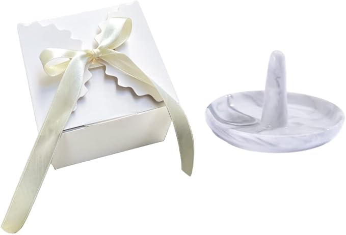 oskas Marble Ring Dish Holder,Decorative Porcelain Trinket Jewelry Dish Tray for Rings Earrings Necklaces,4 inch,Engagement Wedding Birthday Mother's Day Christmas Gift