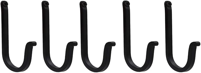 THDC Single Prong Wrought Iron Hooks, Vintage Hand Forged Iron Curved Metal Fasteners – Decorative Colonial Wall Décor, Heavy Duty Wall Hooks, Hangers for Keys, Coats, Robe, Bags, Home, Kitchen (5)