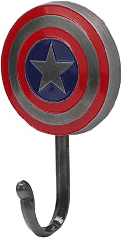 Open Road Brands Marvel Captain America Shield Cast Iron Wall Hook - Captain America Wall Hook for Coats, Jackets, Keys and More