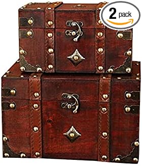 POWER UNICO FLOWER Vintage Treasure Lock Storage Box â Handmade Wooden Decorative Chest, Perfect Keepsake Box for Home DÃ©cor, Jewelry, Trinkets and Gift Storage (301-Combo1)