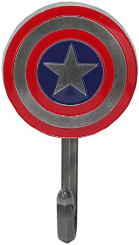 Open Road Brands Marvel Captain America Shield Cast Iron Wall Hook - Captain America Wall Hook for Coats, Jackets, Keys and More