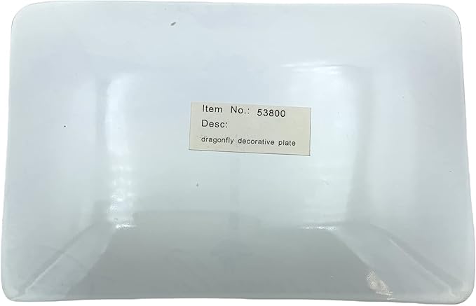 Value Arts Trinket Dish, Dragonfly with Crown and Postmark, Rectangular Glass Ca