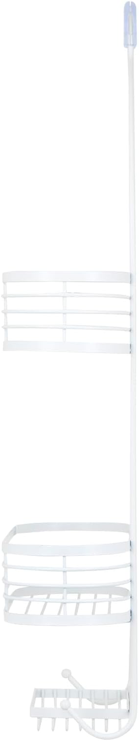 ACENTO Hanging Shower Caddy 3-Tier in Matte White, Bathroom Shower Organizer with Hooks & Suction Cups, and Soap Basket
