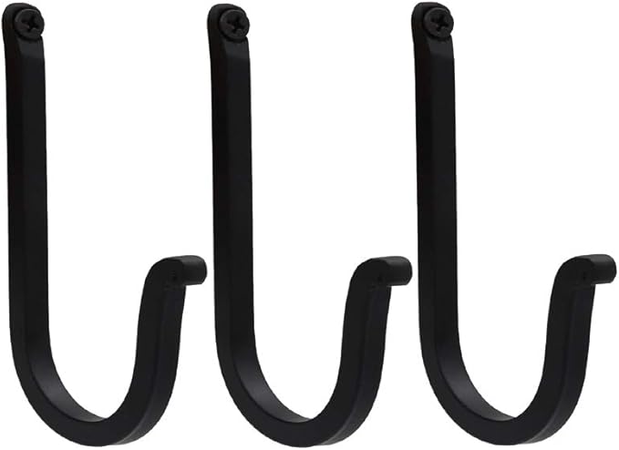 THDC Single Prong Wrought Iron Hooks, Vintage Hand Forged Iron Curved Metal Fasteners – Decorative Colonial Wall Décor, Heavy Duty Wall Hooks, Hangers for Keys, Coats, Robe, Bags, Home, Kitchen (3)