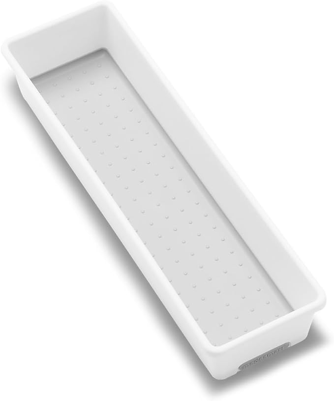 madesmart Classic 12 x 3 Bin, Drawer Organizer, Multi-Purpose Home Organization, BPA Free, White (Pack of 6)