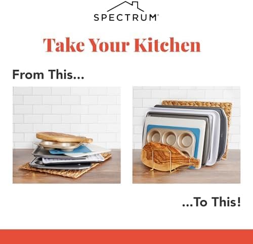 Spectrum Euro Cutting Board Holder Stand for Countertop or Inside Kitchen Cabinet Organization Industrial Gray, 8 Slot Cutting Board Drying Rack or Cabinet Plate Bakeware Storage Organizer