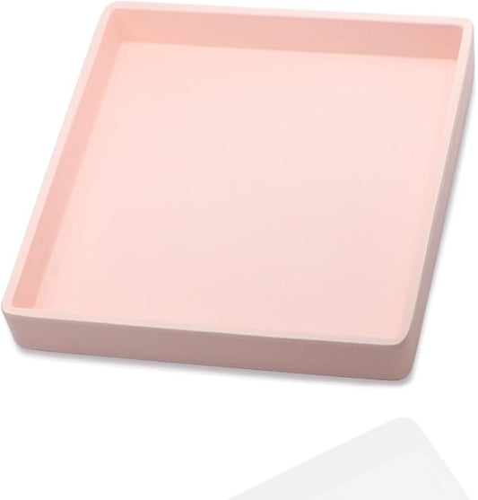 Small Square Serving Tray (5.9 inch), Durable Pink Tray for Desserts & Organization, Lightweight for Coffee, Drinks, Party, Seasoning, Perfume and Display.