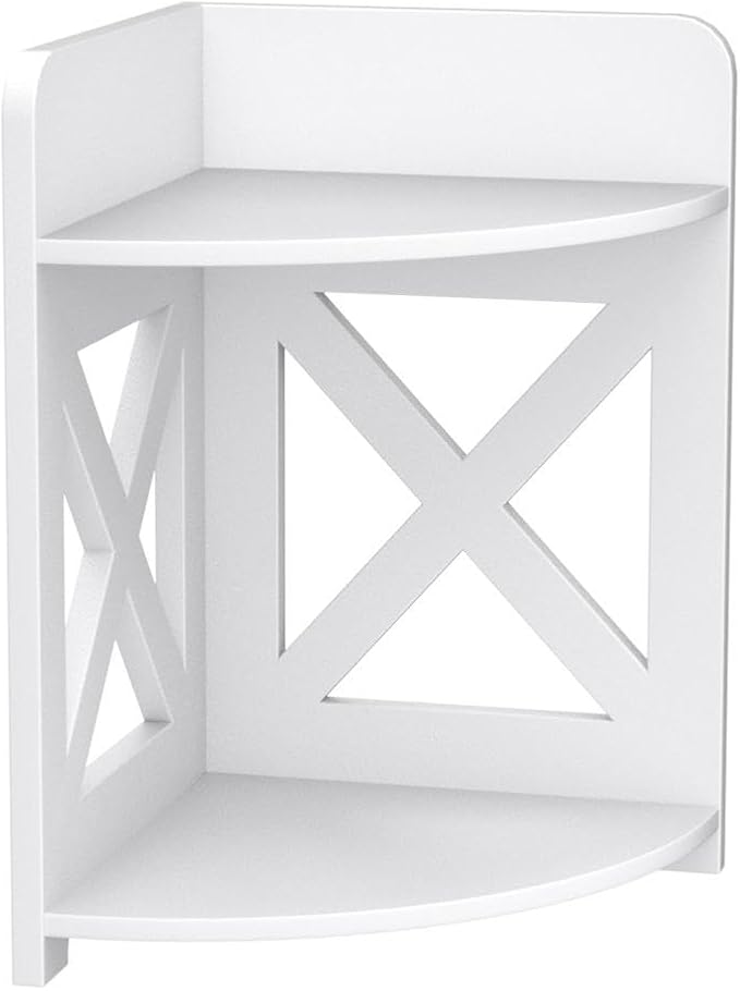 TuoxinEM Bathroom Corner Storage Cabinet, Floor Cabinet with 2 Doors, Freestanding Corner Organizer, Home Space Saver for Bathroom, Kitchen, Living Room (White)