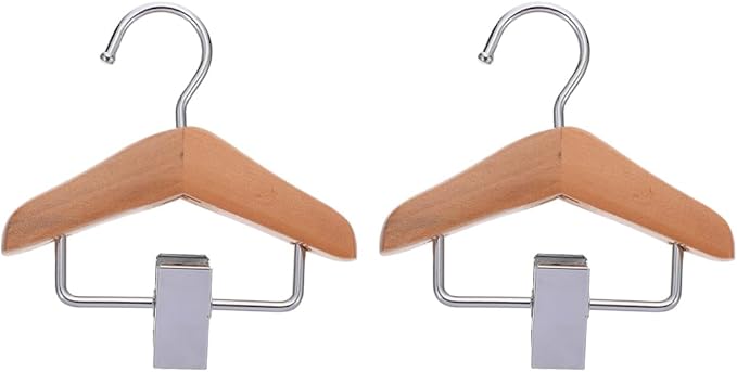 Pet Clothes Hanger Set Wooden Small Clothes Hangers for Dog and Cat Apparel Compact Pet Closet Organizer and Hook for Home and Shop Use