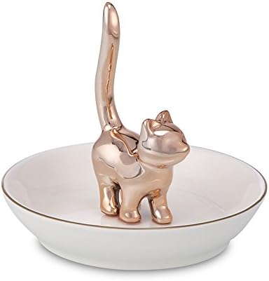 ROSA&ROSE Ring Holder Jewelry TrayâHandmade Cat Ring Dish,Romantic Gift for Her,Wedding,Birthday Gift for Girlfriend,Wife Personalized Jewelry Holder,Cute Cat Decor