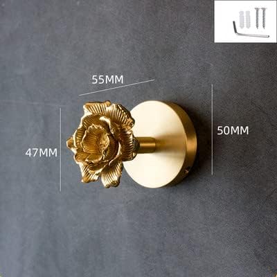 Brass Bird Coat Rack Robe Wall Hooks Hat Dragonfly Hanger for Bedroom Kitchen Various Shapes Animal Deer Decor Home Accessories (1, Rose Flower)