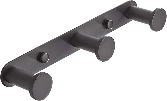 Big Big Home Black Towel Hook, Bathroom Robe Rack with 3 Hooks Matte Towel Hanger Coat Rack Wall Mount