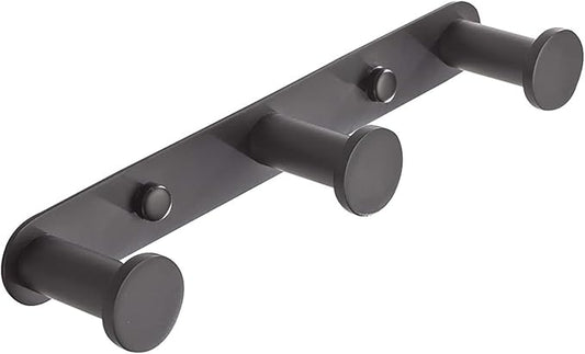 Big Big Home Black Towel Hook, Bathroom Robe Rack with 3 Hooks Matte Towel Hanger Coat Rack Wall Mount