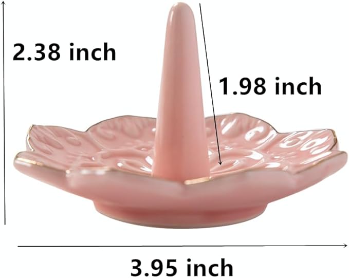 HOMEGOAL Ceramic Ring Holder Dish for Jewelry, Decorative Mandala Jewelry Tray for Rings Earrings Necklaces Watch Keys, Aesthetic Room Decor, Birthday Engagement Wedding Gifts for Women (Pink)