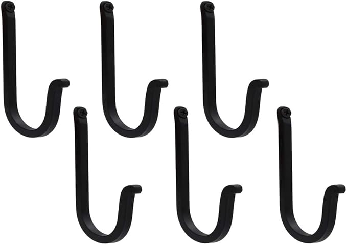 THDC Single Prong Wrought Iron Hooks, Vintage Hand Forged Iron Curved Metal Fasteners – Decorative Colonial Wall Décor, Heavy Duty Wall Hooks, Hangers for Keys, Coats, Robe, Bags, Home, Kitchen (6)