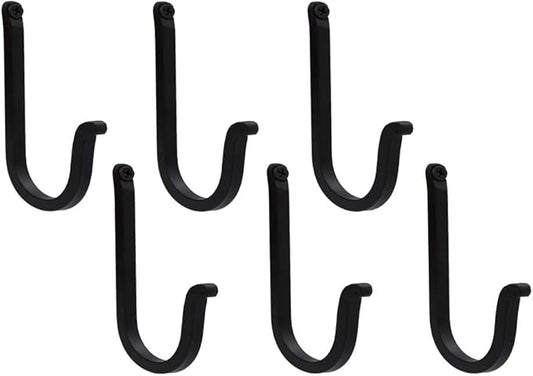 THDC Single Prong Wrought Iron Hooks, Vintage Hand Forged Iron Curved Metal Fasteners – Decorative Colonial Wall Décor, Heavy Duty Wall Hooks, Hangers for Keys, Coats, Robe, Bags, Home, Kitchen (6)