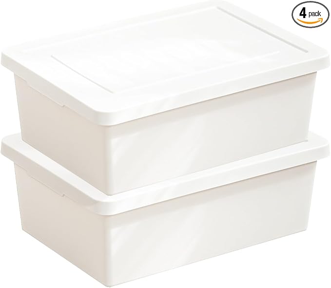 15 Quart Stackable Plastic Storage Bins with LidsStorage Container for Organizing, Storage Boxeswith Handle for Shelves, Cube Storage Bin for CraftSnacks, (whiteï¼2L)