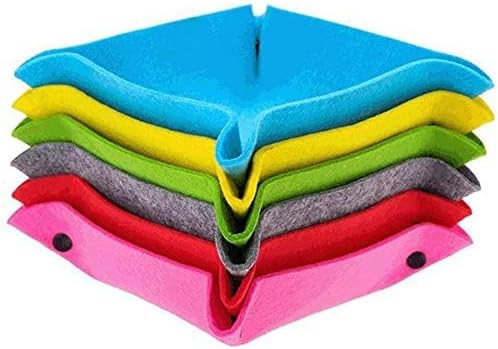 Felt Valet Tray, Fold Felt Desktop Storage Basket Makeup Organizing Basket for Home Office Writing Desk Lovely Caddy Containers (Multi-Color,6-Pack)