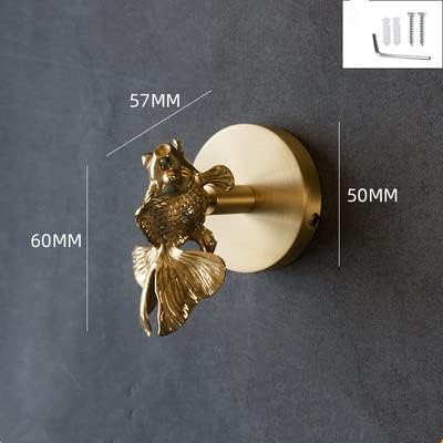 Brass Fish Coat Rack Robe Wall Hooks Hat Dragonfly Hanger for Bedroom Kitchen Various Shapes Animal Deer Decor Home Accessories (1, Fish)