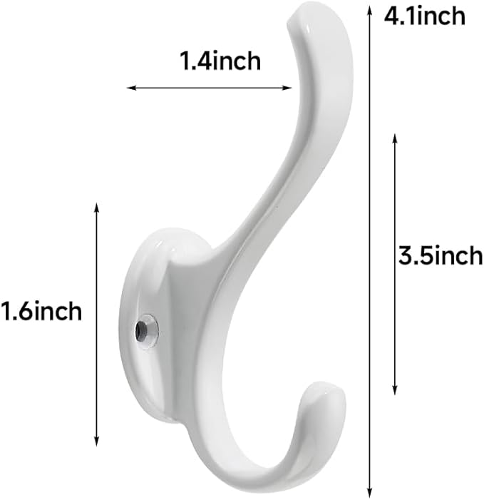 khtumeware Coat Hooks 8Pack Hardware Towel Hooks for Hanging Coats White Robe Hooks Wall Mounted for Key Towel Bags Cup Hat