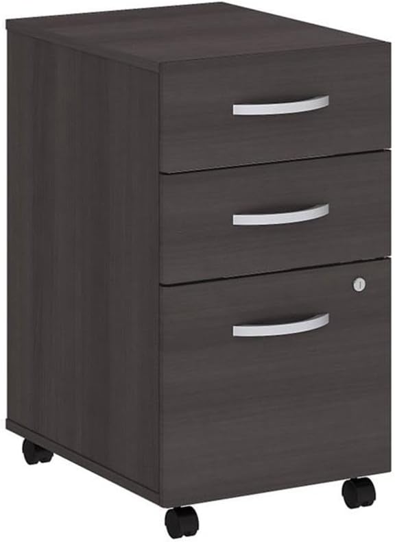 Bush Business Furniture 3 Drawer Mobile File Cabinet - Assembled, Rolling Document Storage for Home or Professional Office, Studio C Collection, Storm Gray