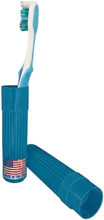 Toothbrush Holder - Blue, Made in USA, with Ventilation Holes, for Toothbrush Covers, Toothbrush Holder, Toothbrush Soft, Durable Design, Hygienic Bathroom Accessory