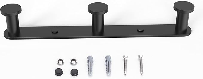Big Big Home Black Towel Hook, Bathroom Robe Rack with 3 Hooks Matte Towel Hanger Coat Rack Wall Mount