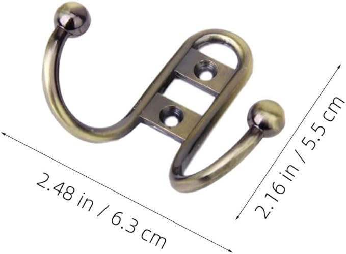 SUPVOX 5pcs Antique Blue Green Double Wall Mount Metal Clothes Hooks Cabinet Coat Hangers for Home Kitchen Storage and Closet Organization