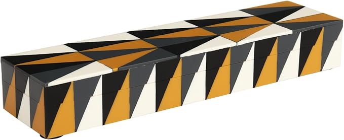 Handicrafts Home Decorative Storage Box with Lid – Black and White Remote Control Box, Slim Coffee Table Storage Box, Decorative Box for Shelf, Desk & Living Room Decor – Puzzle Guild 10 x 2.5 x 1.5