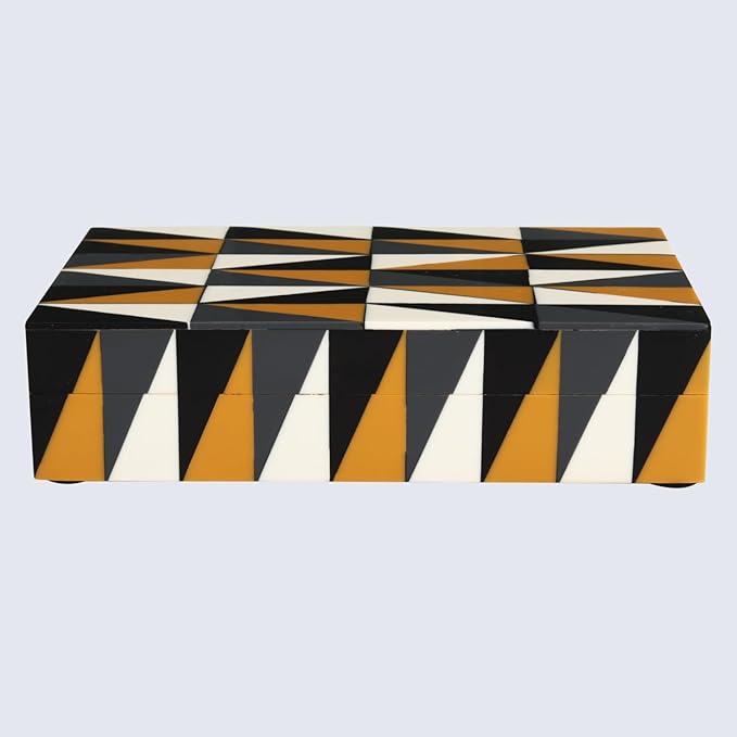 Handicrafts Home Small Decorative Storage Box with Lid – Black and White Keepsake Box, Decorative Trinket Box for Jewelry, Desk Organizer, Coffee Table & Shelf Decor – Puzzle Guild 8 x 5 x 2