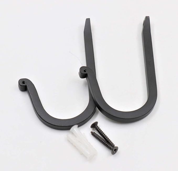 THDC Single Prong Wrought Iron Hooks, Vintage Hand Forged Iron Curved Metal Fastener Decorative Colonial Wall Décor, Heavy Duty Wall Hooks, Hangers for Keys, Coats, Robe, Bags, Home, Kitchen (2)