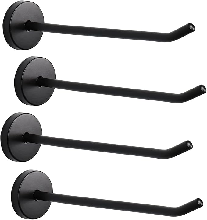 Robe Hook Coat Hook Heavy Duty Long Nose Wall Mount Hook Stainless Steel Black Matt Surface 145mm/6 Length - Pack of 4