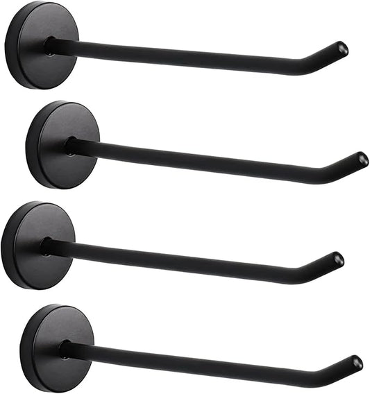 Robe Hook Coat Hook Heavy Duty Long Nose Wall Mount Hook Stainless Steel Black Matt Surface 145mm/6 Length - Pack of 4