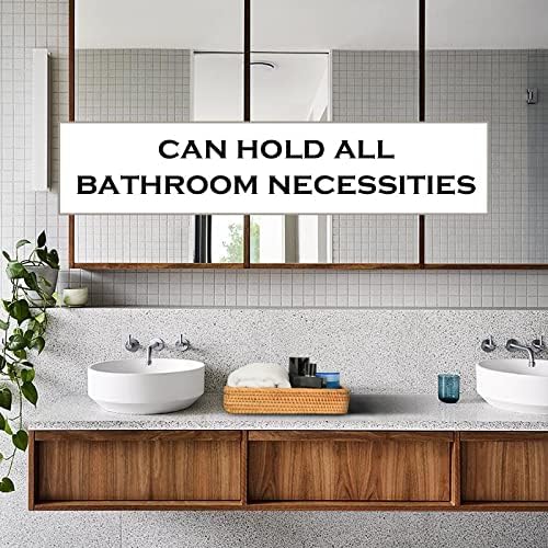 Rattan Toilet Tank Basket Woven Guest Towel Holder for Serving Organizing Bread Shelves 10 x 6 x 2 inches Bathroom Counter Organizers and Storage Decorative Wicker Tray (Honey Brown)