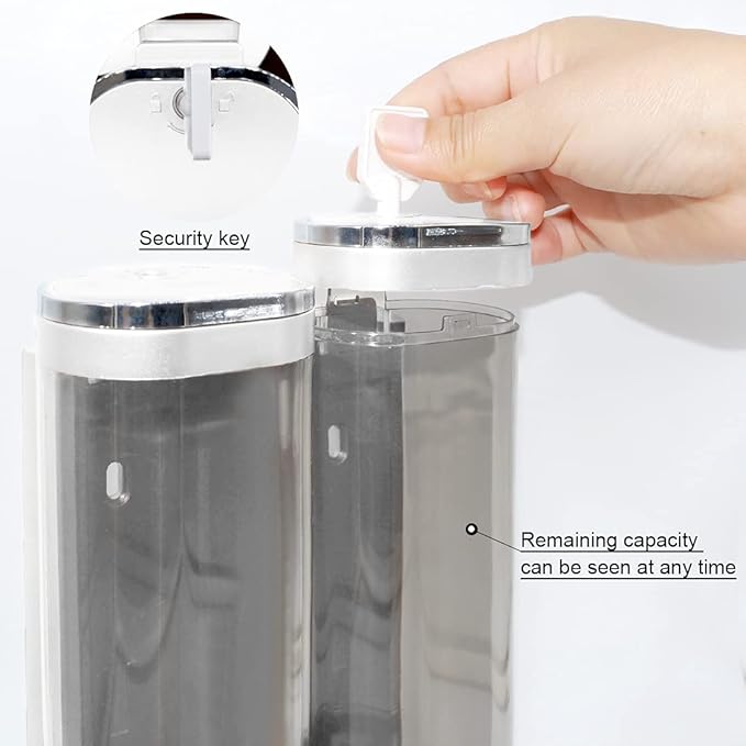 1-Chamber Soap Dispensers Wall Mount,400ml Bathroom Shower Pump Dispenser,Press Manually Lotion Shower Soap Dispenser Usefor Home,Bath,Kitchen,Hotels,Restaurants(White)