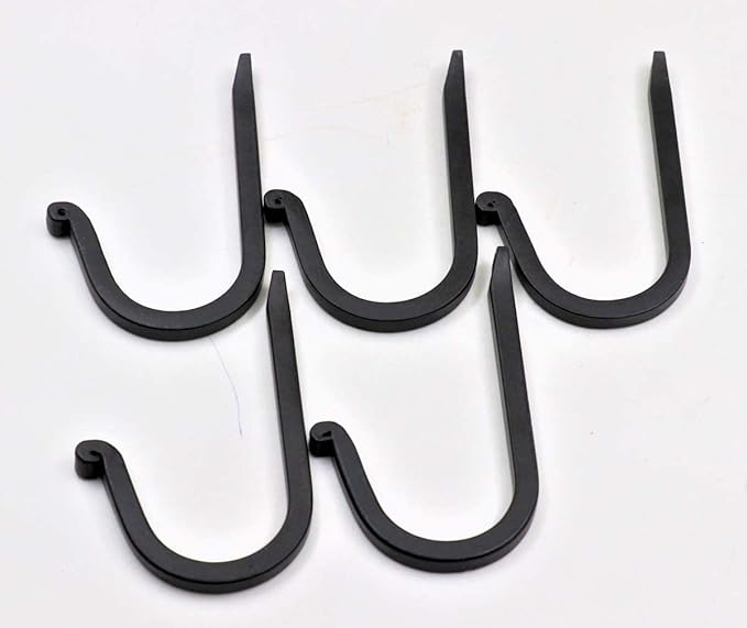 THDC Single Prong Wrought Iron Hooks, Vintage Hand Forged Iron Curved Metal Fasteners – Decorative Colonial Wall Décor, Heavy Duty Wall Hooks, Hangers for Keys, Coats, Robe, Bags, Home, Kitchen (5)