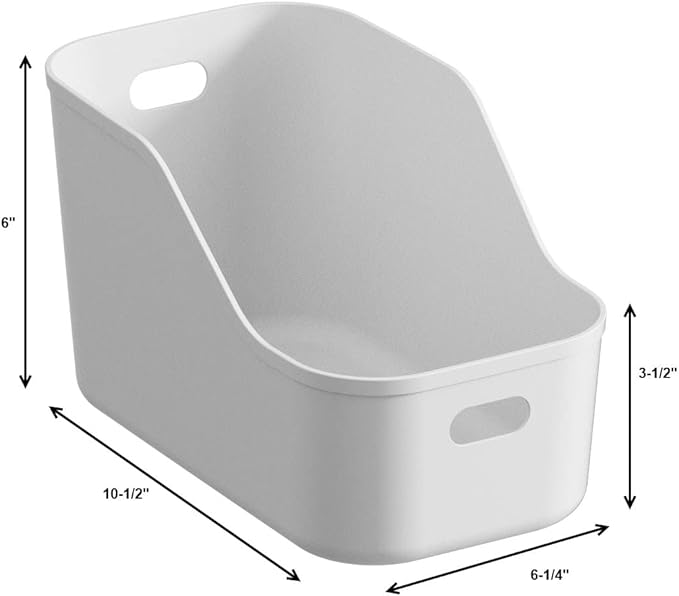 White Plastic Bins/Storage Organizers - Pantry Baskets, Bins for Shelves, Organizer and Storage for Bathroom, Bedrooms, Kitchens and More - Medium Size (3 Pack)