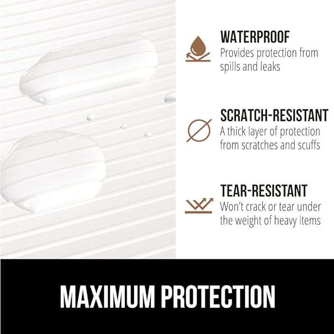 GORILLA GRIP DuraGuard Shelf Liner, Non-Adhesive Cabinet Liners for Kitchen Drawers, Shelves, Refrigerator, Pantry Storage, Bathroom Closet, Durable Waterproof BPA Free Ribbed Plastic, 12x20 Clear