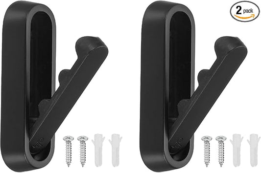uxcell 2Pcs Foldable Wall Hooks, Aluminum Alloy Heavy Duty Wall Mounted Folding Coat Hooks with Mounting Accessories Space-Saving for Hanging Coat Towels Hat Bags, Oval, Matte Black