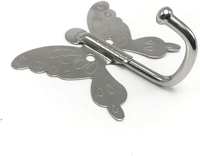 haowei Butterfly Hook Coat Hooks for Door, 8 Pack Stainless Steel Robe Hooks for Clothes, Hats, Kitchen, Bathroom - Universal Design for Easy Installation and Organization
