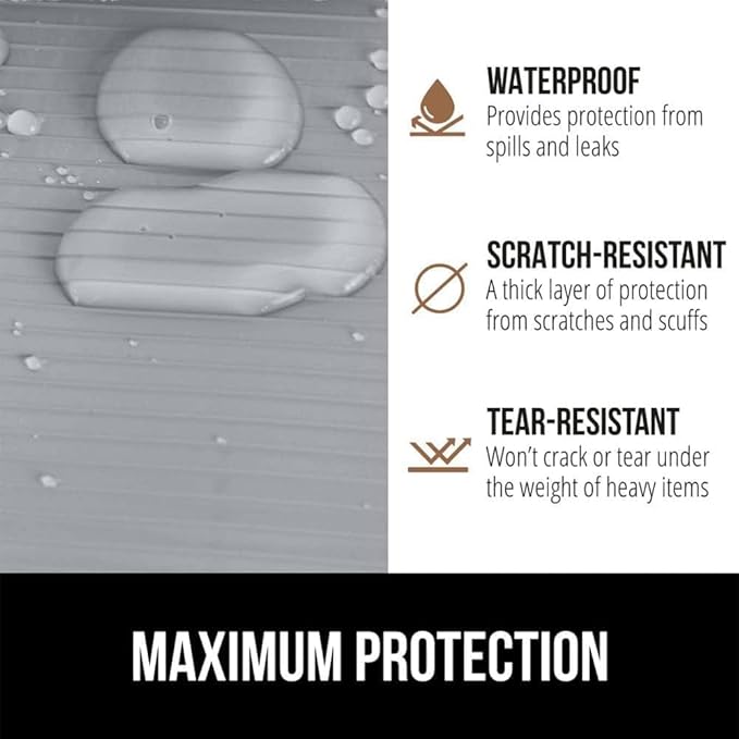 GORILLA GRIP DuraGuard Shelf Liner, Non-Adhesive Cabinet Liners for Kitchen Drawers, Shelves, Refrigerator, Pantry Storage, Bathroom Closet, Durable Waterproof BPA Free Ribbed Plastic, 12x20 Lt Gray